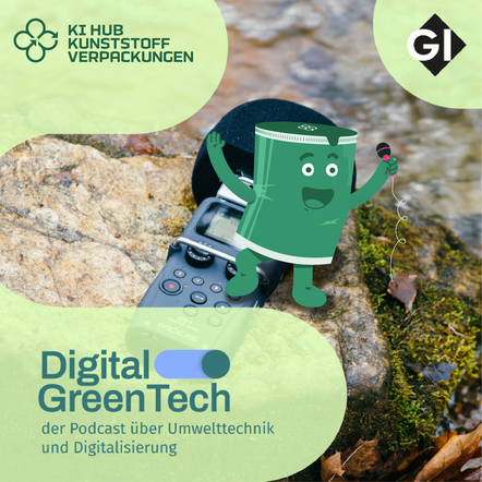 Ein Sharepic des Digital GreenTech Podcasts in Kollaboration mit KI Hub